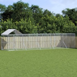 Chenil d'extérieur pour chiens avec toit argenté 10x2x2,5 m 