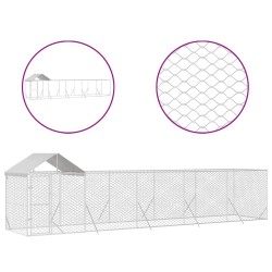 Chenil d'extérieur pour chiens avec toit argenté 10x2x2,5 m 