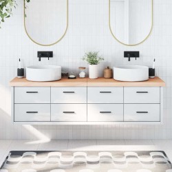 Comptoir de salle de bain 180x40x(2-6)cm bois massif non traité 