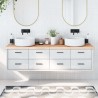 Comptoir de salle de bain 180x40x(2-6)cm bois massif non traité 