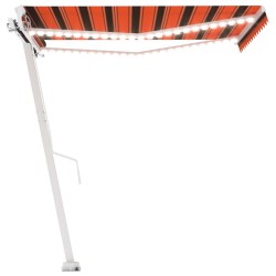 Auvent manuel rétractable avec LED 350x250 cm Orange et marron 