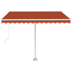 Auvent manuel rétractable avec LED 350x250 cm Orange et marron 