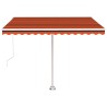 Auvent manuel rétractable avec LED 350x250 cm Orange et marron 