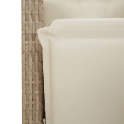 Ensemble de bistro 3 pcs avec coussins beige résine tressée 