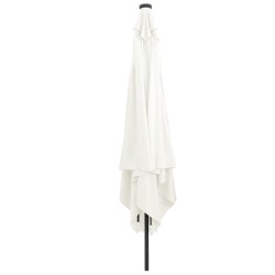 Parasol de jardin carréavec lumières LED 295x245 cm blanc sable 