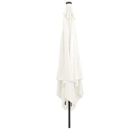 Parasol de jardin carréavec lumières LED 295x245 cm blanc sable 