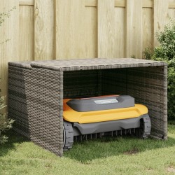 Garage pour robot tondeuse gris 86x90x52/57 cm résine tressée 