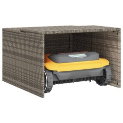 Garage pour robot tondeuse gris 86x90x52/57 cm résine tressée 