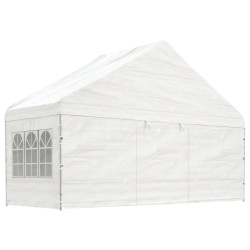 Belvédère avec toit blanc 4,46x5,88x3,75 m polyéthylène 
