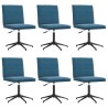 Chaises à manger lot de 6 bleu velours 