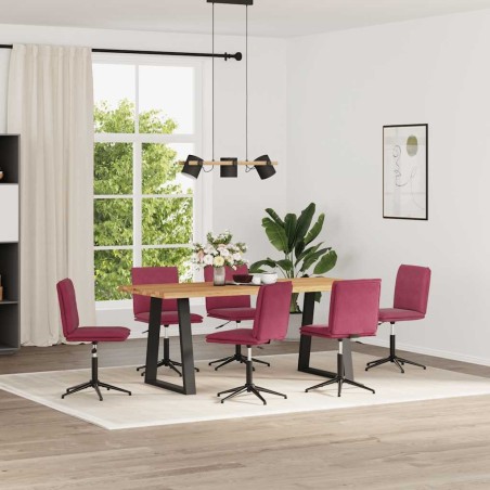 Chaises à manger lot de 6 rouge bordeaux velours 