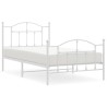 Cadre de lit métal sans matelas et pied de lit blanc 100x190 cm 