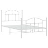 Cadre de lit métal sans matelas et pied de lit blanc 100x190 cm 