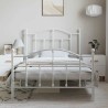 Cadre de lit métal sans matelas et pied de lit blanc 100x190 cm 