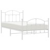 Cadre de lit métal sans matelas et pied de lit blanc 100x190 cm 