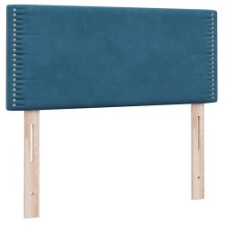 Sommier à lattes de lit et matelas bleu foncé 100x210cm velours 
