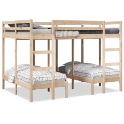 Lit superposé triple 140x200/70x140 cm bois de pin massif 