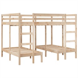 Lit superposé triple 140x200/70x140 cm bois de pin massif 