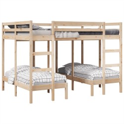 Lit superposé triple 140x200/70x140 cm bois de pin massif 