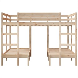 Lit superposé triple 140x200/70x140 cm bois de pin massif 