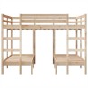 Lit superposé triple 140x200/70x140 cm bois de pin massif 