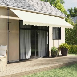 Auvent rétractable crème 400x150 m tissu et acier 