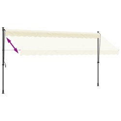 Auvent rétractable crème 400x150 m tissu et acier 