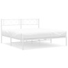 Cadre de lit métal sans matelas et tête de lit blanc 135x190 cm 