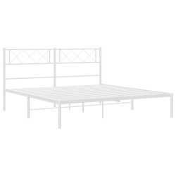 Cadre de lit métal sans matelas et tête de lit blanc 135x190 cm 