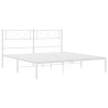 Cadre de lit métal sans matelas et tête de lit blanc 135x190 cm 