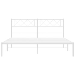 Cadre de lit métal sans matelas et tête de lit blanc 135x190 cm 