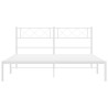 Cadre de lit métal sans matelas et tête de lit blanc 135x190 cm 