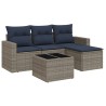 Salon de jardin 5 pcs avec coussins gris résine tressée 