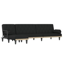 Canapé-lit en forme de L noir 260x140x70 cm tissu 