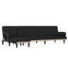 Canapé-lit en forme de L noir 260x140x70 cm tissu 