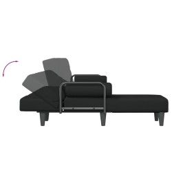 Canapé-lit en forme de L noir 260x140x70 cm tissu 