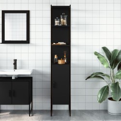 Armoire de salle de bain noir 33x33x185,5 cm bois d'ingénierie 