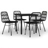 Ensemble à manger de jardin 5 pcs Noir Résine tressée 