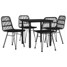 Ensemble à manger de jardin 5 pcs Noir Résine tressée 
