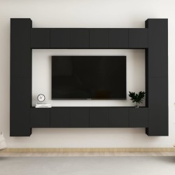 Ensemble de meubles TV 10 pcs Noir Bois d'ingénierie 