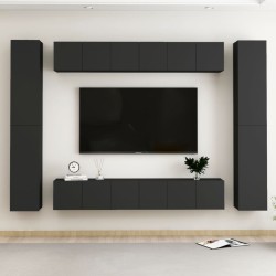 Ensemble de meubles TV 10 pcs Noir Bois d'ingénierie 