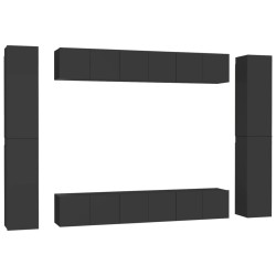 Ensemble de meubles TV 10 pcs Noir Bois d'ingénierie 