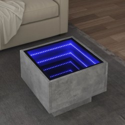 Table d'appoint et LED gris béton 40x40x30 cm bois d'ingénierie 