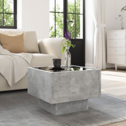 Table d'appoint et LED gris béton 40x40x30 cm bois d'ingénierie 