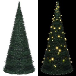 Sapin de Noël artificiel pré-éclairé avec guirlandes vert 210cm 