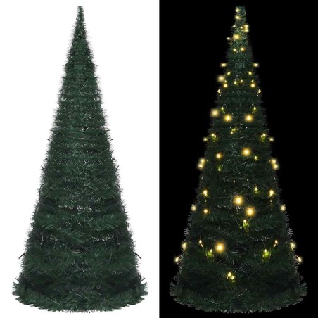 Sapin de Noël artificiel pré-éclairé avec guirlandes vert 210cm 