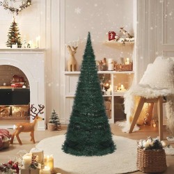Sapin de Noël artificiel pré-éclairé avec guirlandes vert 210cm 