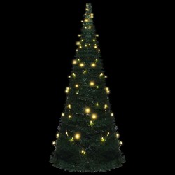 Sapin de Noël artificiel pré-éclairé avec guirlandes vert 210cm 