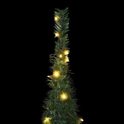 Sapin de Noël artificiel pré-éclairé avec guirlandes vert 210cm 