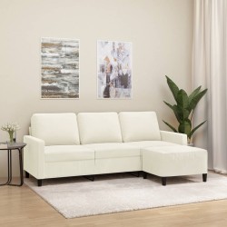 Canapé à 3 places avec repose-pieds Crème 180 cm Velours 